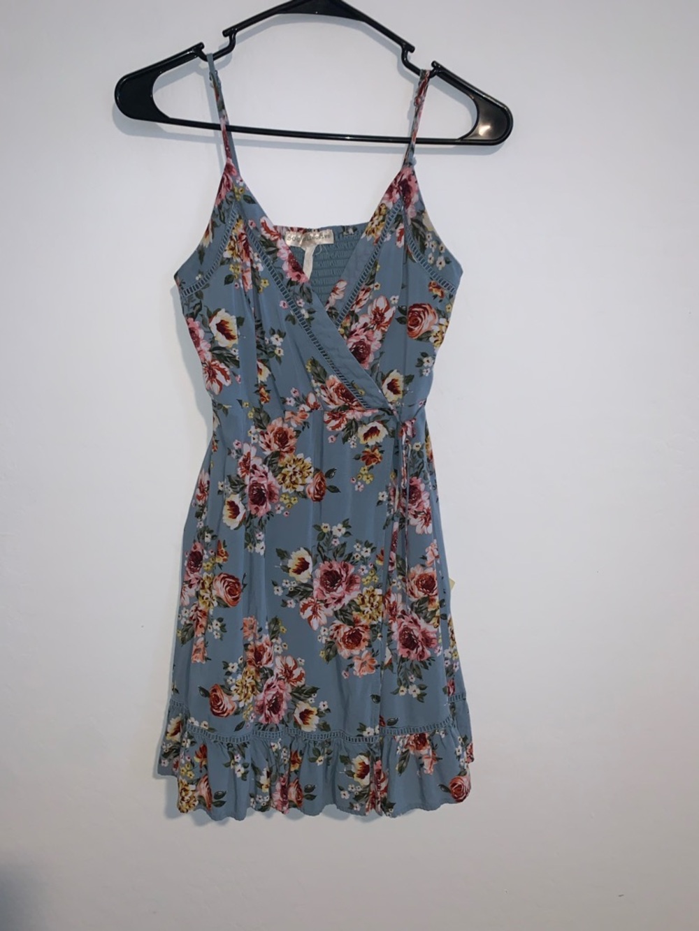 Floral Wrap Sundress in Dusty Blue